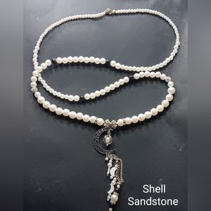 Cresent moon pearl necklace